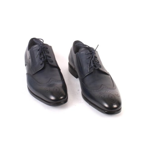 ROBERTO SERPENTINI 15110 Blue Leather Lace-Up Classic Shoes main image 4